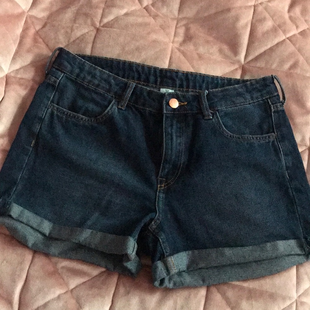 H&M dark denim shorts